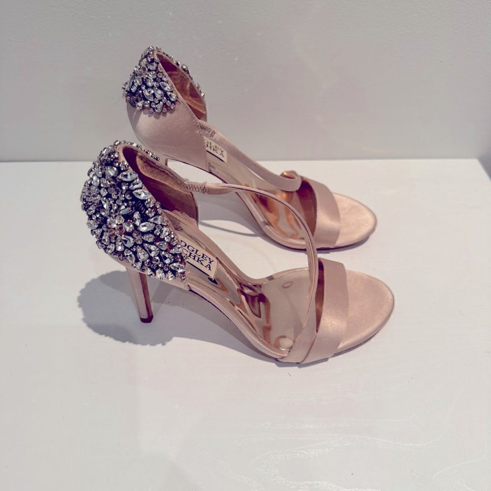 Badgley Mischka - Pauline Pump Heel Light Pink Rhinestones Size 6 Women’s - Picture 2 of 7